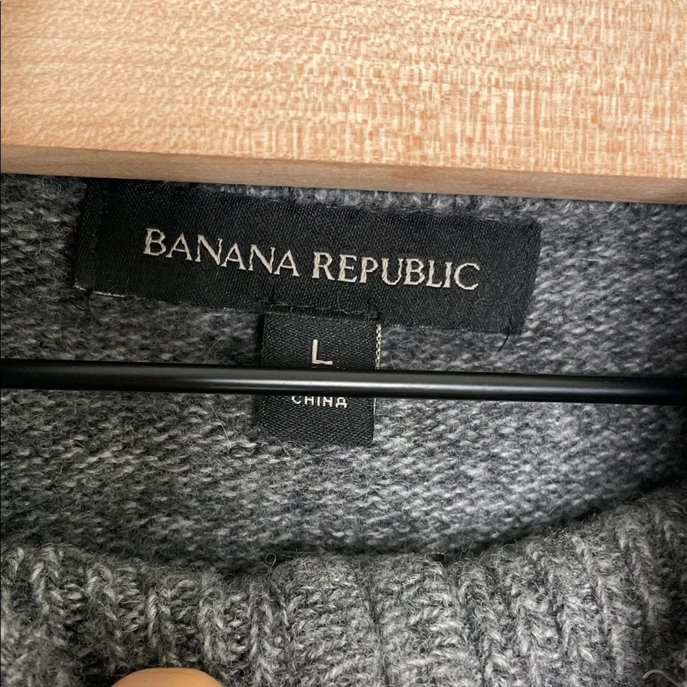 Banana Republic Men's Charcoal Zip-Up Sweater extra fine merino wool size L